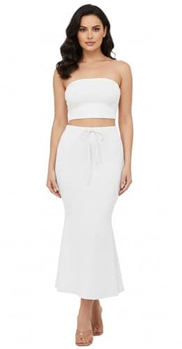 SAJTOX Saree Shapewear Petticoat for Women | Slim Fit Saree Underskirt | Comfortable Shapewear Petticoat for Indian Ethnic Wear (White, Small)
