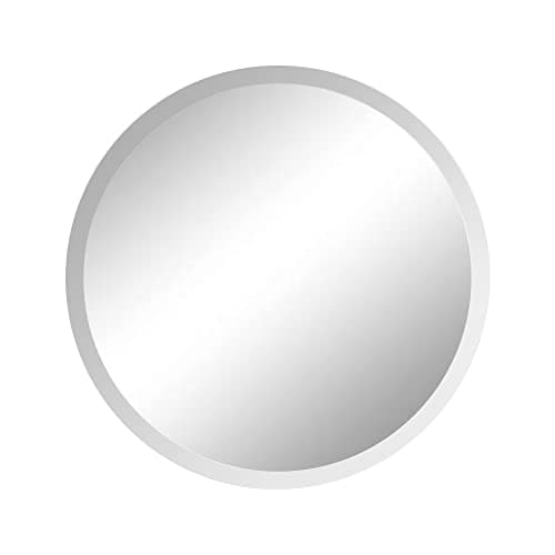 Fab Glass and Mirror Round Bev...ror with Hooks 18" Inch Silver