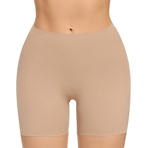 Womens Seamless Novelty Pajama Boyshorts Panties Tummy Control Underwear Slimming Shapewear Slip Shorts(#A1 Beige(seamless),Small)