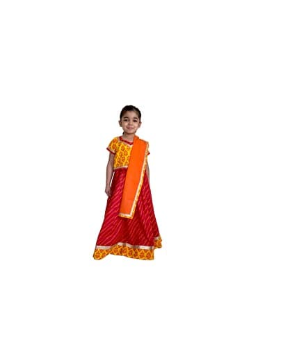 Flawnt Multicolor Traditional Cotton Lehenga Choli For Girls (2-3 Years, Red)