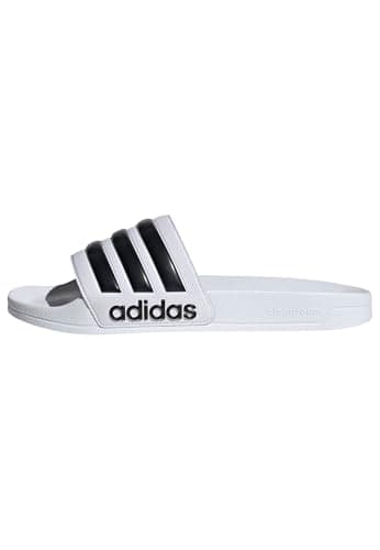adidas Unisex Shower Slide Sandal, White/Core Black/White, 14 US Men
