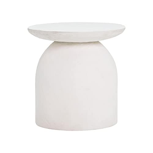 Tov Furniture Aloe White Textu...ndoor/Outdoor Round Side Table