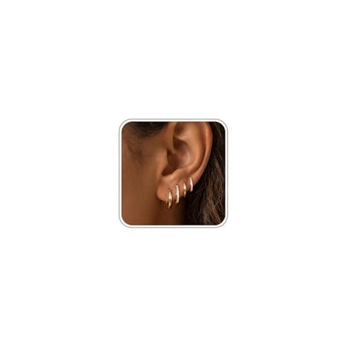 Maxcate Small Gold Hoop Earrings for Women Sensitive Ears Hypoallergenic 14k Real Gold Plated Hoops Zirconia Cartilage Huggie Earrings Set Trendy Helix Piercing Earring Stacks Jewelry for Women Gift