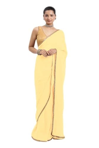 Chandrakala 1-Minute Ready To Wear saree for Women's Pre-Stitched Drape, Lemon Yellow (1445LEM)