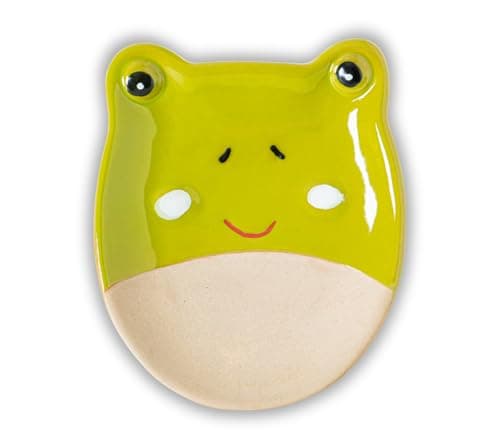 Frog Shaped Spoon Rest Ceramic Spoon Holder for Stove and Countertop Decorative Utensil Rest Fun Cooking Accessory and Housewarming Gift for Kitchen Frog Lovers