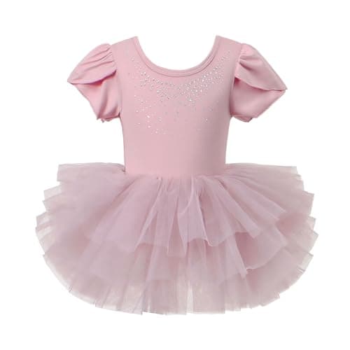 KARETT Toddler Ballet Leotard Snap Glitter Ballerina Criss Cross Tutu