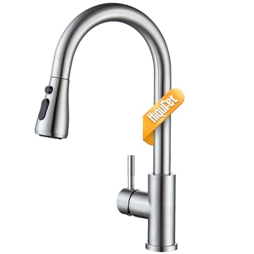 Hiqufet Single Handle Pull-Down Kitchen Faucet for $24 w/ Prime + free shipping