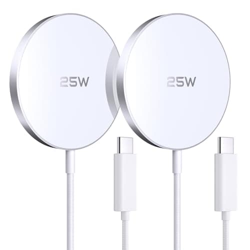 MagSafe Charger 2 Pack 25W Magnetic Wireless Charger Fast Charging Pad Compatible with iPhone 17/16/15/14/13/12 Series & AirPods 4/3/2/Pro Magnetic MagSafe Charging Pad