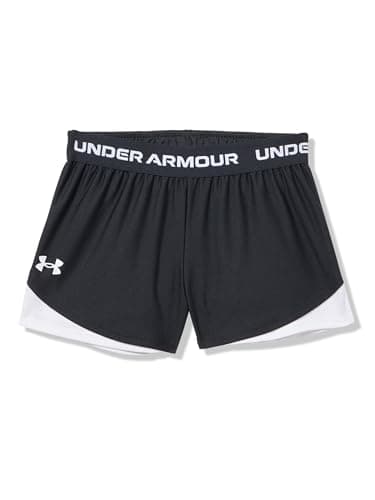 Under Armour Girls' Tech Play Up Shorts, (001) Black/White/White, Large