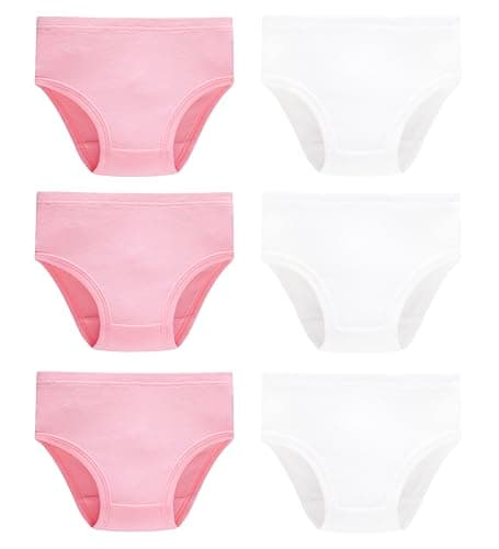 Cadidi Dinos Girls' Cotton Brief Underwear Assorted Panties (Pack of 6) Pink White Size 12