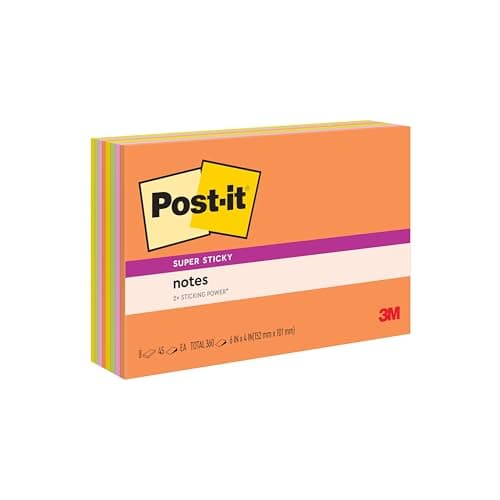 Post-it Super Sticky Notes, 6 ...on Fizz, 8 Pads, 45 Sheets/Pad