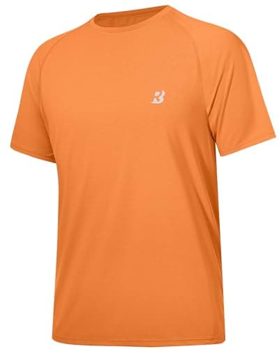 Roadbox Men's Rash Guard Short Slevee, UPF 50+ UV Sun Protection Water T-Shirts, Quick Dry Swim Shirts for Surf Beach Fishing (Large) Bright Orange