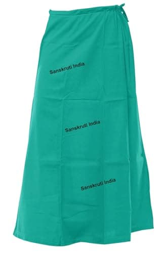 Sanskruti India Full Slips for Women Underskirt Long Skirt Pure Cotton Saree Petticoat Lining - Turquoise