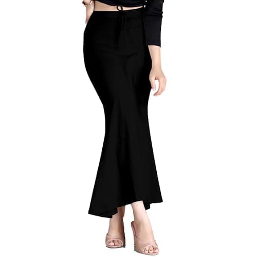 Chandrakala Cotton Saree Shapewear for Women Seamless Stretchable Mermaid Sari Shaper Petticoat Girls Pitch Black, X-Large (S117BLA5)