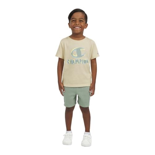 Champion Boys Short Set 2 Piece Active Clothing Set for Toddlers Short Sleeve Tee and Pull on Short for Kids