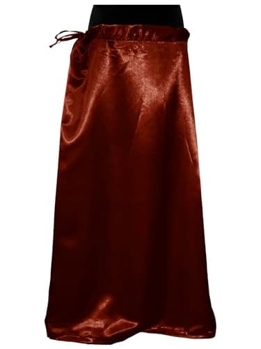 themilestocks Sari Petticoat Satin Stitched Adjustable Waist Saree Underskirt Lining Skirts Rust