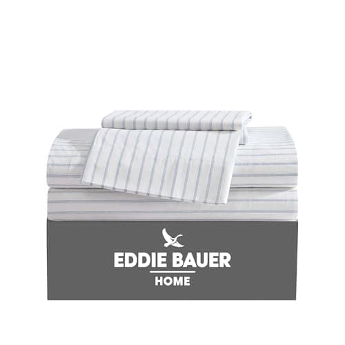 Eddie Bauer - Queen Sheets, Co...Essential Stripe White, Queen)