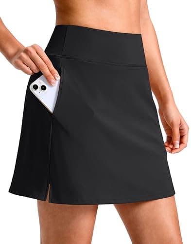 SANTINY 14"/16" Skorts for Women with 3 Pockets High Waisted Casual Golf Skort Pickleball Athletic Tennis Skirt (Black_L16 L)