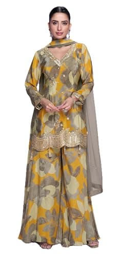 Shriva Fashion Indian Pakistani Women's Ready to wear ethnic Salwar Kameez Suit for Eid Party Wedding Festivals (3009) (Grey, 42)