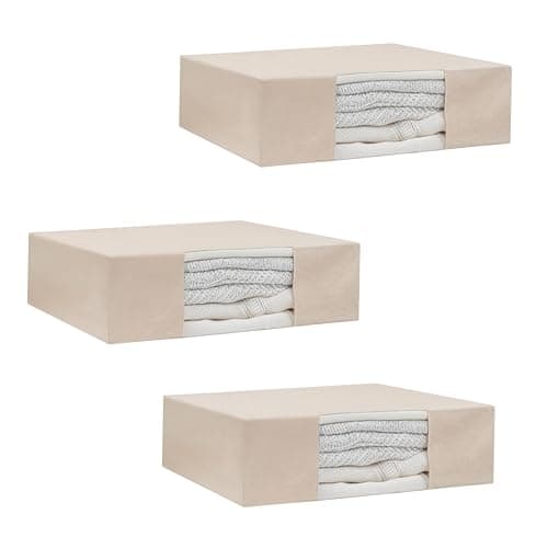 Cotton Sweaters and Sweatshirts Storage Bags - Zipper Closure, 100% Canvas Sturdy Cotton, Washable, Reusable, Breathable and Air-Tight Garment, Wedding Dress, Sarees Storage Bags (3 Bags)
