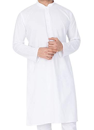 VASTRAMAY Mens Cotton Blend White Kurta - Timeless Elegance for Festivals & Events | Solid Plain Full Sleeves Mandarin Collar Kurta | Classic Design, Premium Comfort, and Versatile Style_VASMKWH000_46