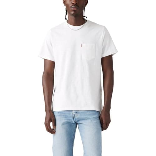 Levi's Men's Short Sleeve Classic Pocket Tee (Available in Big), (New) White Jersey, Medium
