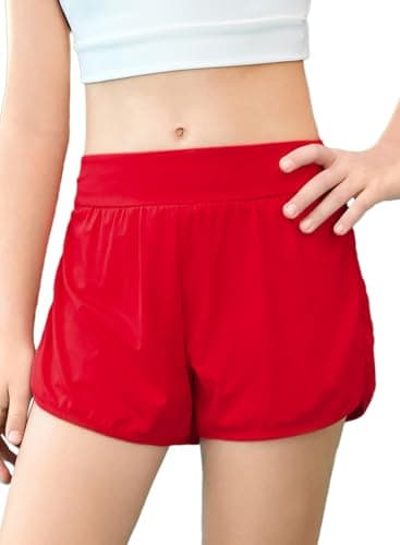 blibean Girls Athletic Shorts Big Kids Butterfly Running Shorts Cute Flowy Skirt Teen Summer Gym Workout Outfits Tween Sports Activewear 2026 Clothes Size 8-9 Year Old Red