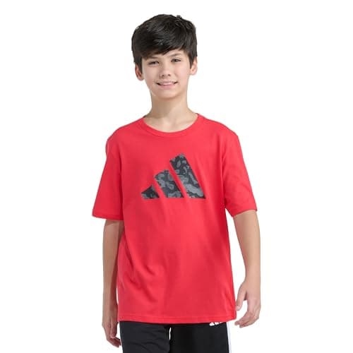 Adidas Boys Short Sleeve World Cup Lenticular Camo Logo Tee, Pure Ruby, M(10/12)