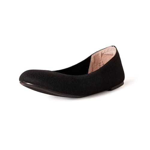 Amazon Essentials Women's Knit Ballet Flat, Black, 7