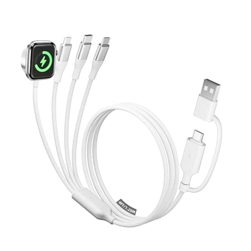 Amazon - 4 in 2 USB C Cable for Watch Charger/for iPhone 17-11 Charger/Android/Phone/for airPods, Multi Charging Nylon Braided Cable, Vacation Camping Essentials - $4.97
