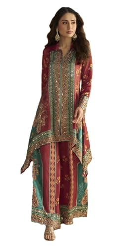STELLACOUTURE indian ready to wear salwar kameez silk Co-ord set suit eid festival wedding party for women 2949-O (Teal, 36)