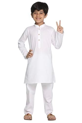 Chandrakala Kids Holi Special Eid Gifts, Kurta Set for Boys, White,8-10 Years (KK117WHI10)