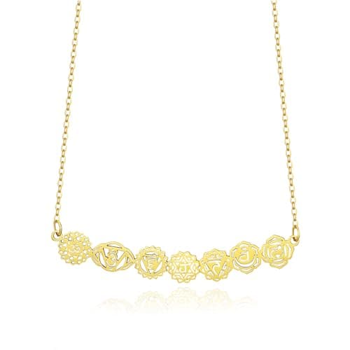 COMTRUDE Gold 7 Chakra Necklace for Women Long Pendant Yoga Jewelry Fashion Accessories Adjustable Chain Spiritual Necklace Y-shaped Jewelry Gift Gold T
