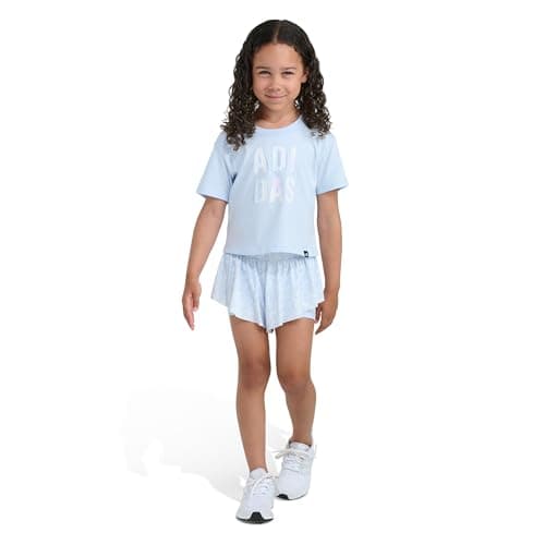adidas Baby Girls 2-Piece T-Shirt & Flowy Short Set Crystal Sky 2T