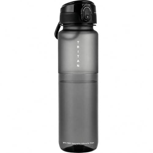 Edmyre 32oz Clear Tritan Water Bottle with Chug Lid, Frosted & BPA-Free, Leakproof, Wide Mouth, Portable Sports Water Bottle for Gym, Office, Travel, Outdoor（Black）