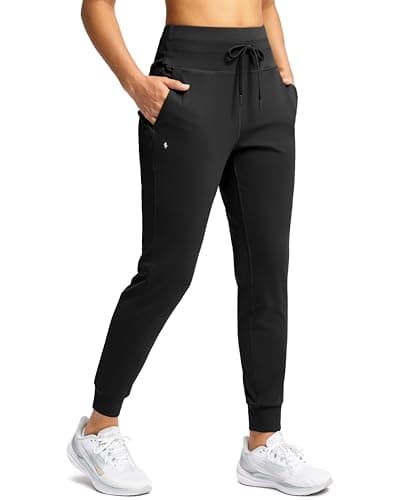 Soothfeel Women's Black Joggers with Pockets for $15 + free shipping w/ Prime