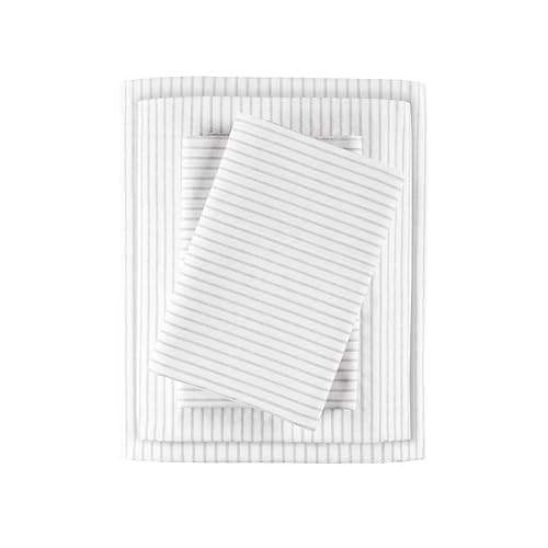 Madison Park 100% Cotton Sheet...son, Full Gray Stripes 4 Piece