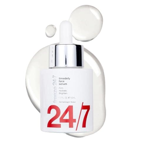 Freeze 24/7 TimeDefy Face Serum - Radiance Serum with Hyaluronic Acid, Red Algae, Vitamin B, Boosts Firmness & Glow, Lifts, Hydrates, Revitalizes & Refines Skin’s Radiance Daily - 1.7 fl oz / 50 mL