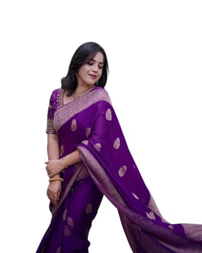 OQQTOO Women's Kanjivaram Banarasi Art Silk Saree with Blouse Piece (A)