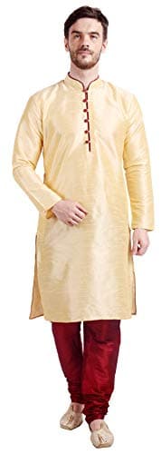 Maple Clothing Kurta Pajama India Clothing Wedding Party Dress for Men (Gold, XXL)