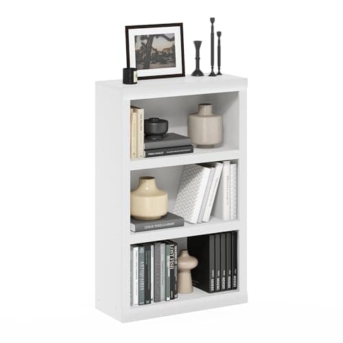 Furinno Rail Book Shelf, 3-Tie...m, Bedroom, Home Office, White