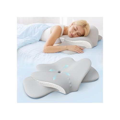 VYXENIZOM Cooling Cervical Neck Pillow for Sleeping, Ergonomic Memory Foam Pillows for Neck Support & Pain Relief, Odorless Adjustable Orthopedic Bed Pillows for Side Back Stomach Adults Sleepers