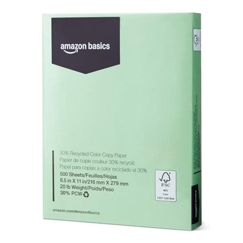 Amazon Basics 30% Recycled Col...20lb, Pastel Green, 500 Sheets