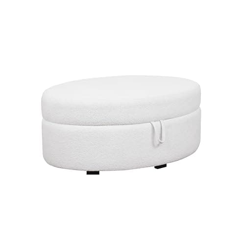 Linon Bernadette Cream White B...age Ottoman with Removable Top