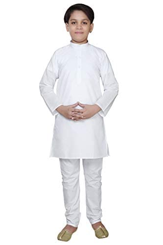 BABA AND BABY Baby Boy's Cotton Kurta With Pyjama Set (White, 6-12 Months)