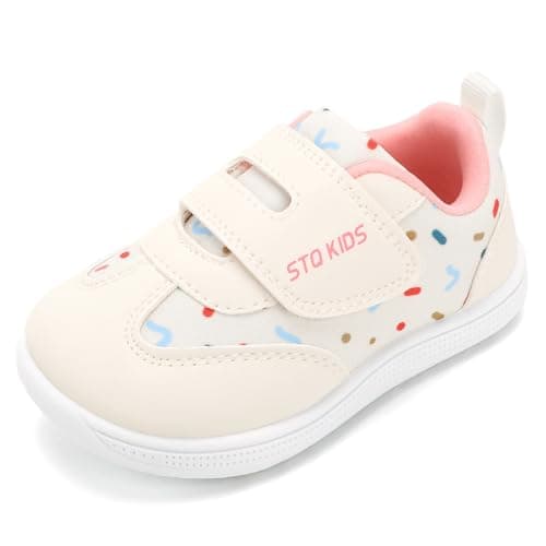 WIDE TOE BOX x STQ Kids Toddler Barefoot Shoes Girls Boys Zero Drop Non-Slip Breathable Athletic Shoes, Walking Running School Tennis Sneakers Beige, Size 7