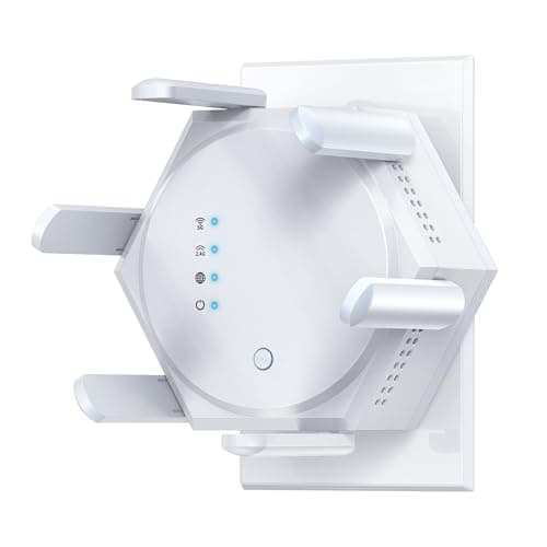 12880 Sq.Ft WiFi Extender Signal Booster, 1200Mbps Dual Band 5GHz/2.4GHz WiFi Repeater Support 60 Device,WiFi Repeater for Apartment Basement Office House (Gloss White)