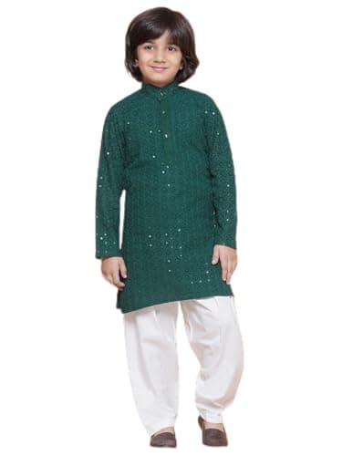 AJ DEZINES Kids Indian Ethnic Wear Kurta Set For Boys|Boys Indian Outfit|Traditional Festive Wear|Chikankari Kurta Pyjama-A12