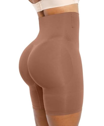 SHAPELLX Tummy Control Shapewear Shorts for Women Seamless High Waisted Body Shaper (Latte, M)
