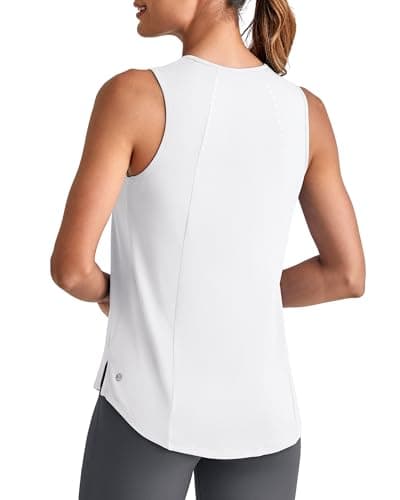 G4Free Tank Tops for Women Athletic Loose Workout Tops Quick Dry Summer Activewear Sleeveless Gym Yoga Shirts (White,XS)